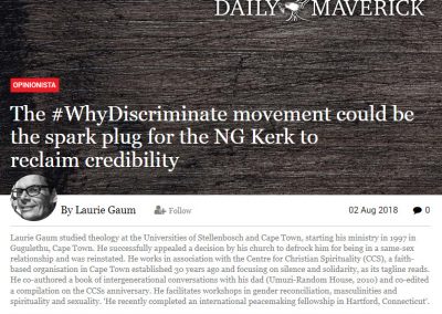The #WhyDiscriminate movement could be the spark plug for the NG Kerk to reclaim credibility